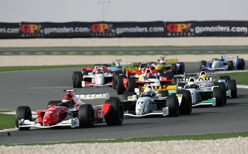 De eerste bochten van de GP Masters race
