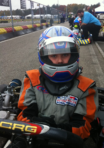Mika Morien in zijn nieuwe CRG kart
