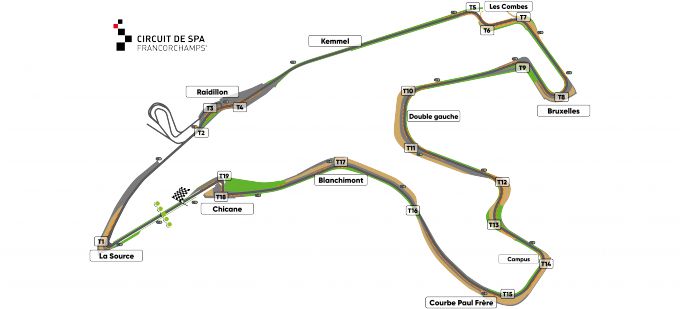 SPA-Francorchamps circuit plattegrond
