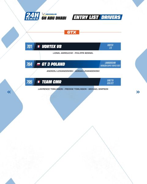 Michelin 24H SERIES Middle East Trophy 2025/2026 6H ABU DHABI Yas Marina Circuit Creventic