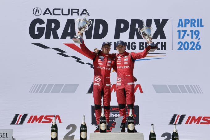 IMSA Acura Grand Prix of Long Beach 17 -19 april 2026 Renger van der Zande en Nick Yelloly blije racewinnaars foto 1