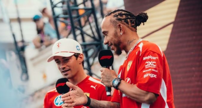 Charles Leclerc en Lewis Hamilton Ferrari F1